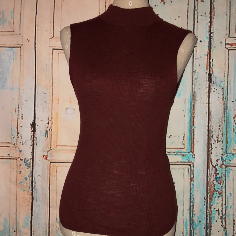 360SWEATER~100% Cotton Edi Mockneck Sleeveless Top